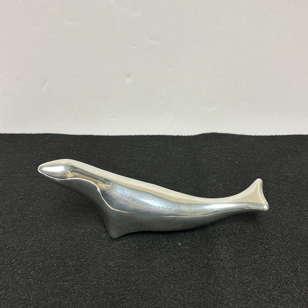 Hoselton MCM Vintage Polished Aluminum Seal Sculpture - Signed